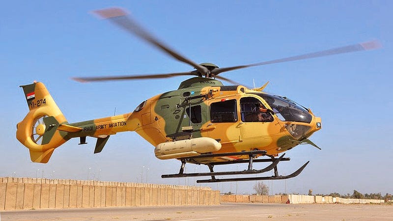 Watch Iraq's EC635 Helicopter Gunships Take On ISIS Fighters Near Tikrit