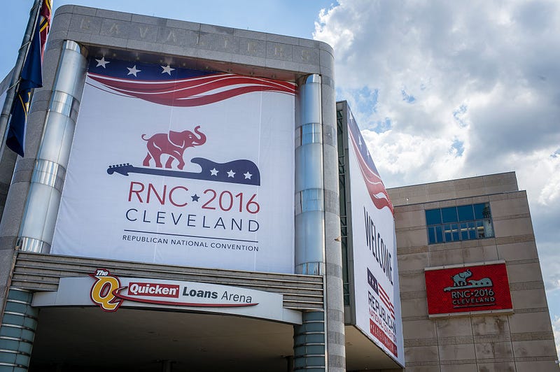 Quicken Loans Arena is decorated to welcome the Republican National Convention on July 11, 2016, in Cleveland.Angelo Merendino/Getty Images