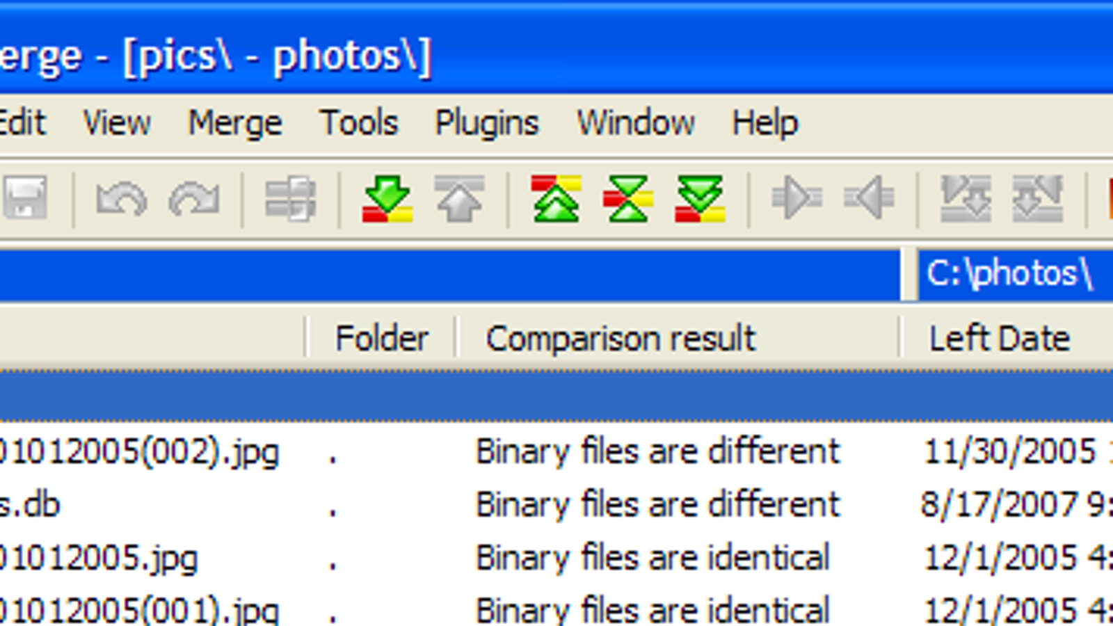 winmerge compare folders flat view