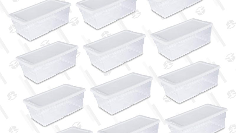 Sterilite 6 Quart Clear Stacking Closet Storage Tote with White Lid (12 Pack) | $24 | Walmart