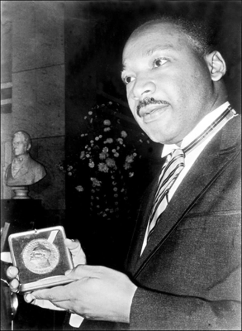 King in Oslo, Norway, holding his Nobel Peace Prize in 1964 (AFP/Getty Images)