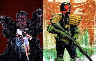 Illustration for article titled Punisher visits a massage parlor and Judge Dredd strikes a pose