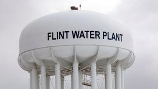 The Flint Water Plant tower is shown Jan. 13, 2016, in Flint, Mich. Bill Pugliano/Getty Images