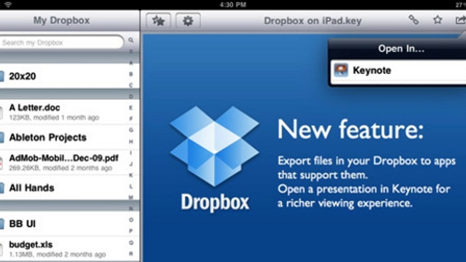 dropbox download to ipad