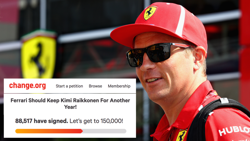 Illustration for article titled More Than 88,000 People Signed a Change.org Petition to Keep Kimi Raikkonen on the Ferrari F1 Team