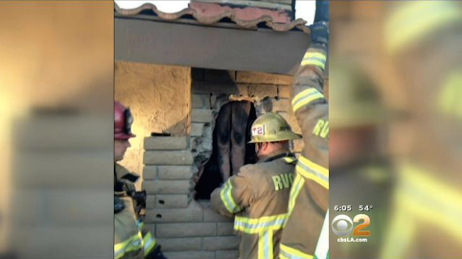 Naked woman gets stuck in exs chimney in California 