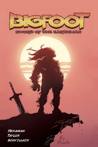 Illustration for article titled Bigfoot with a Sword on Mars = Best Comic Book Premise This Month