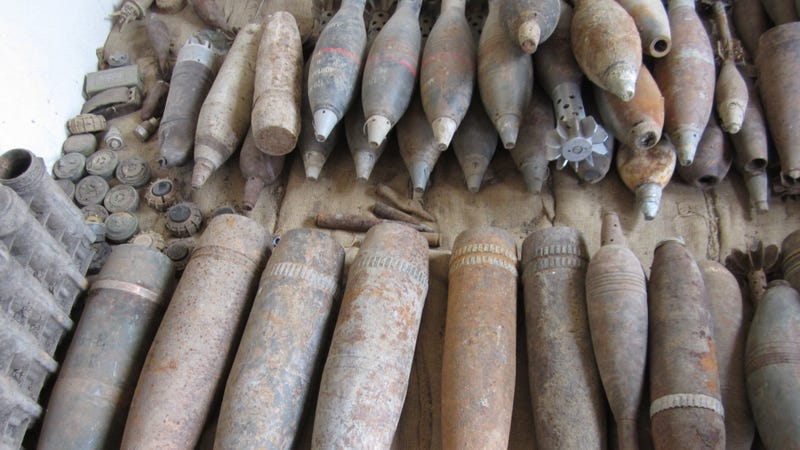Undetonated mines and other ordinance collected from Kurdistan
