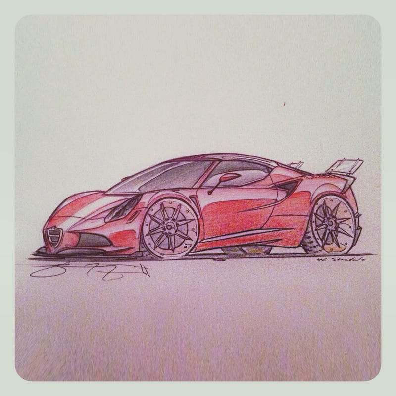 Illustration for article titled Alfa Romeo 4C "Stradale" Sketch