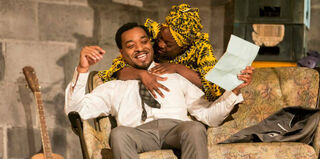 Chiwetel Ejiofor as Patrice Lumumba and Joan Iyiola as his wife in A Season in the Congo (Johan Persson)