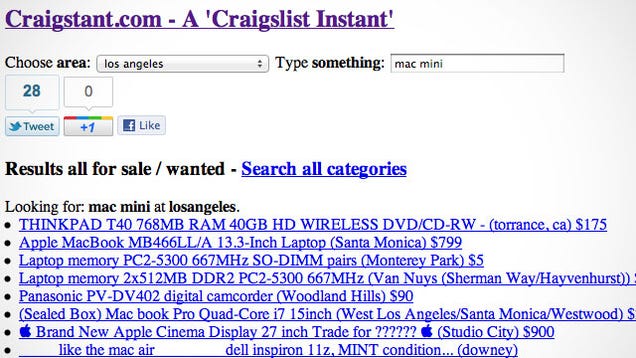 Craigstant Is Instant Search for Craigslist