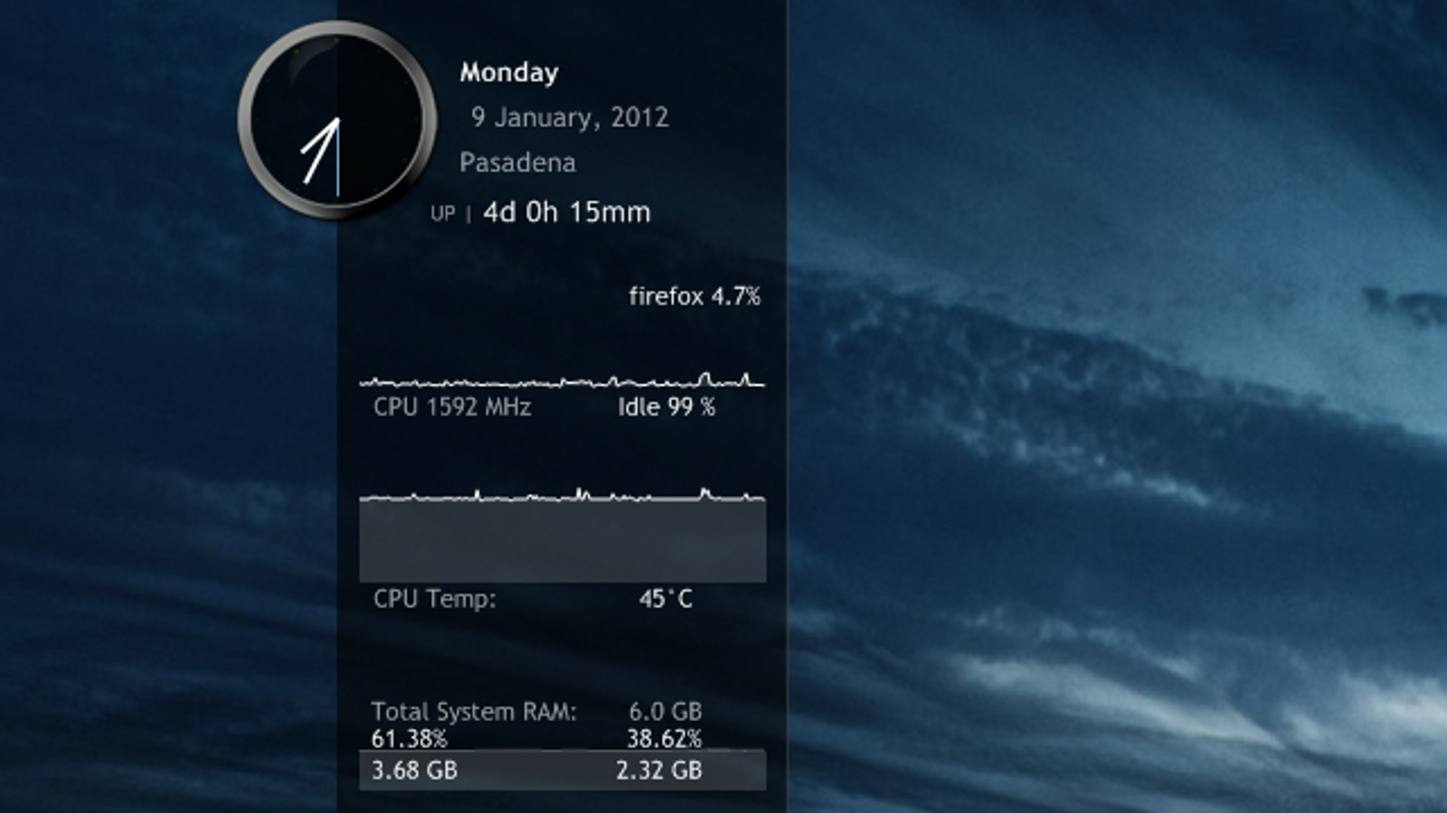 rainmeter skin red with cpu temp