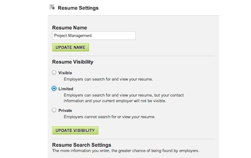 Posting resume online while employed