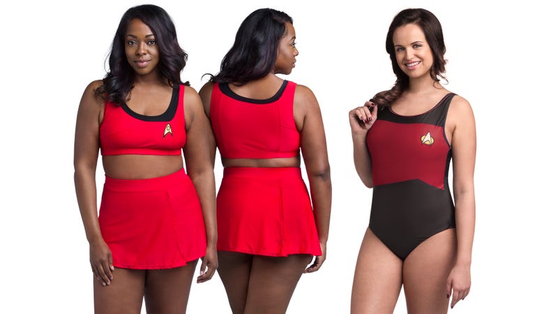 Illustration for article titled Beam Down to the Beach in These Red Star Trek Swimsuits at Your Own Risk