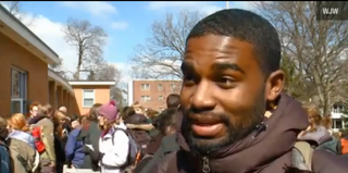 An Oberlin student is interviewed on the Day of Solidarity. (YouTube)