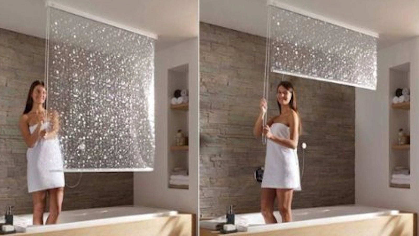This Shower Curtain Descends From The Ceiling Like Magic