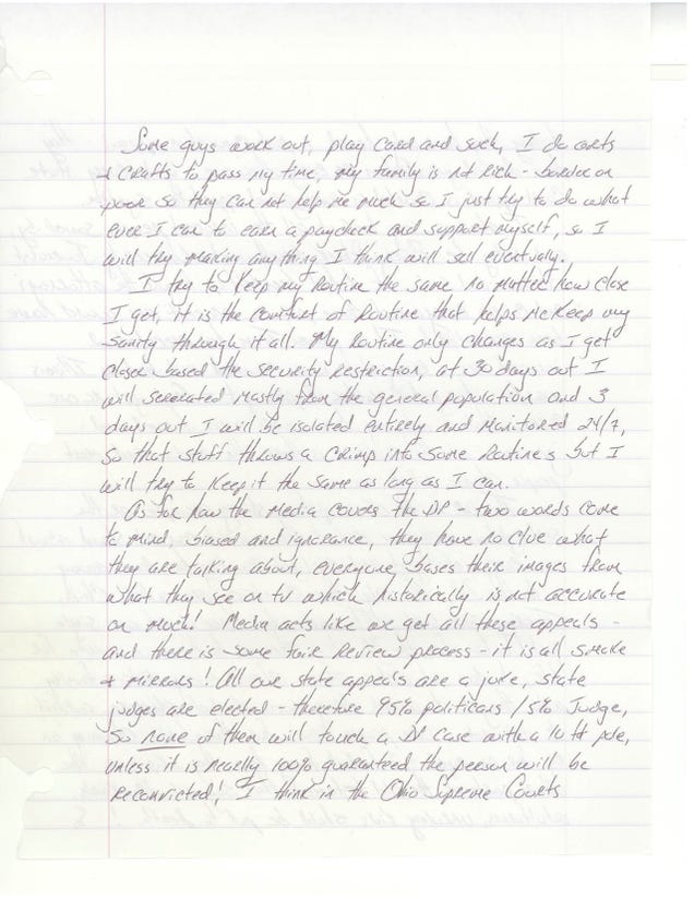 Letters From Death Row: Brett Hartmann, Ohio Inmate 357-869