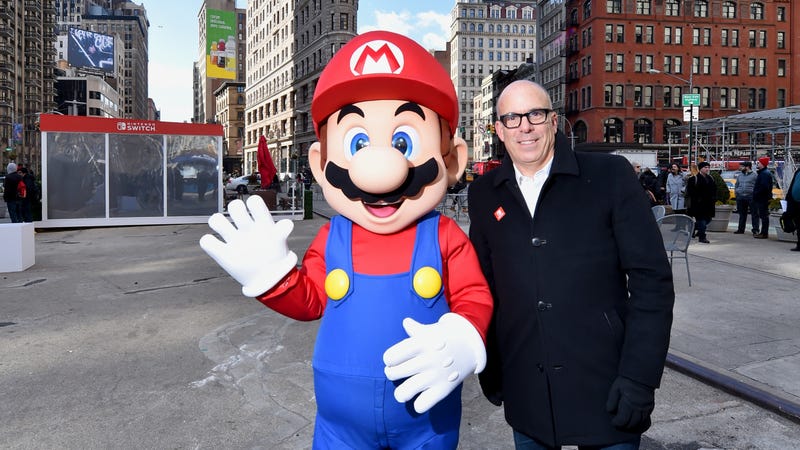 Super Mario posing with the villainous King Koopa