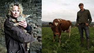 Kate Humble and Gareth Wyn Jones with tomorrow’s dinner.