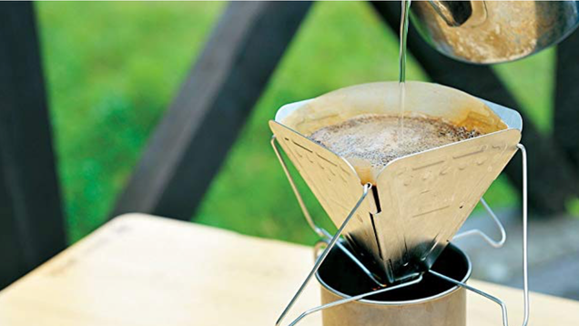 Snow Peak’s foldable coffee drip is as simple as pour over coffee makers come, but it weighs less than five ounces, and folds up to fit easily in your pack.