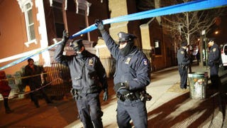 The scene on a Brooklyn street corner in New York City where two police officers were killed execution-style the afternoon of Dec. 20, 2014, as they sat in their marked police carSpencer Platt/Getty Images