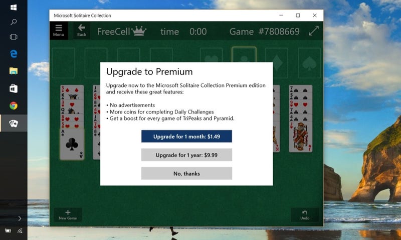 microsoft solitaire collection windows 10 ads