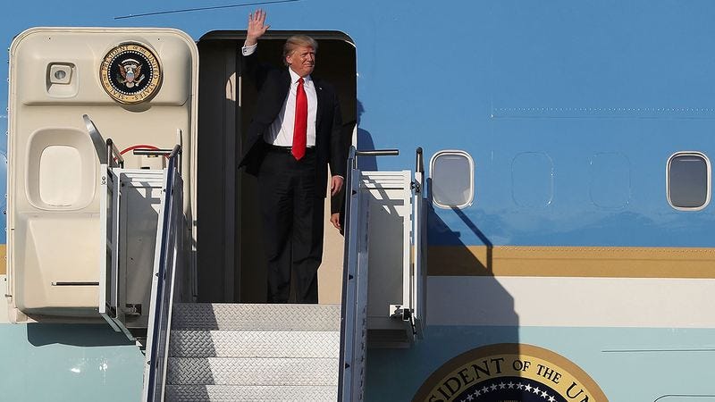 President Donald Trump exiting Air Force One.