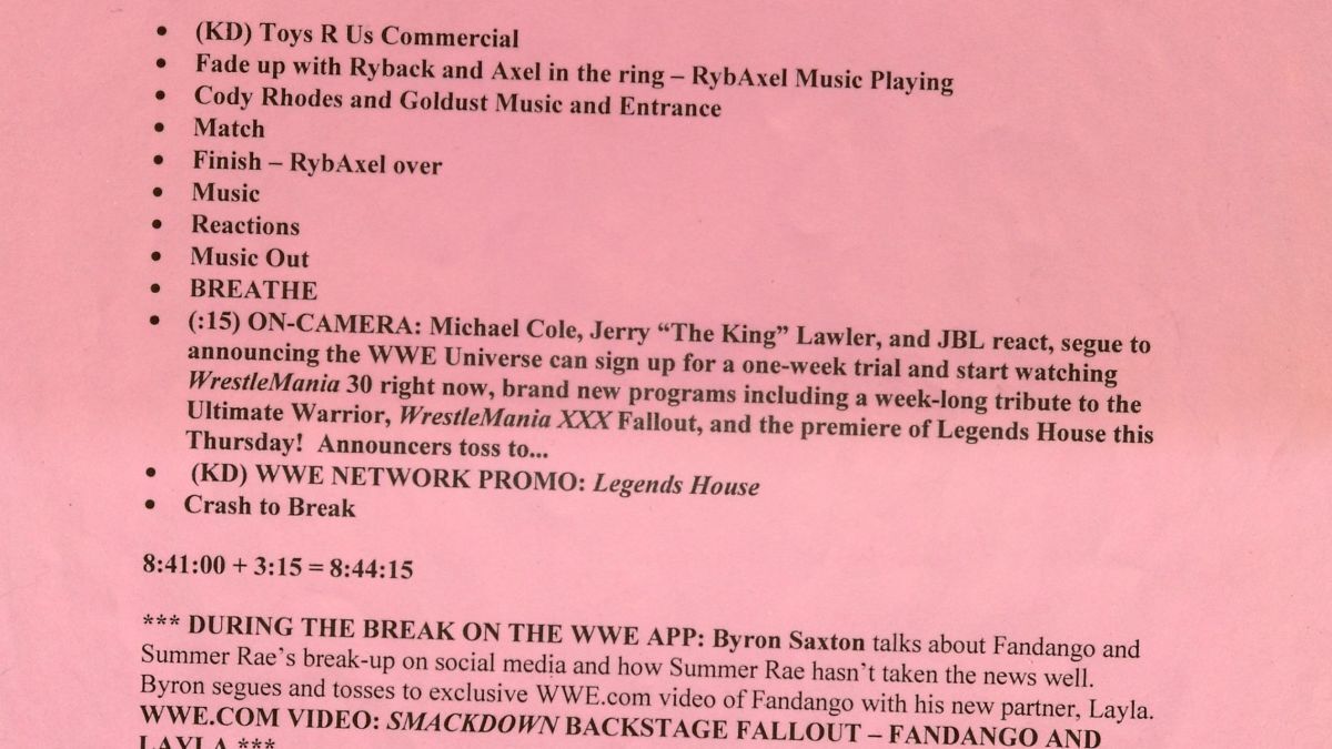 This Is What A Wwe Raw Script Looks Like