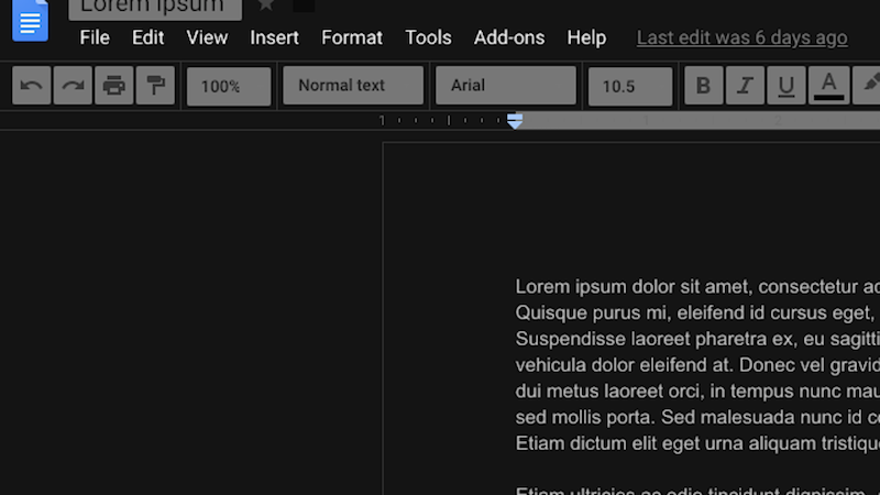 Google Docs también tiene un modo oscuro.