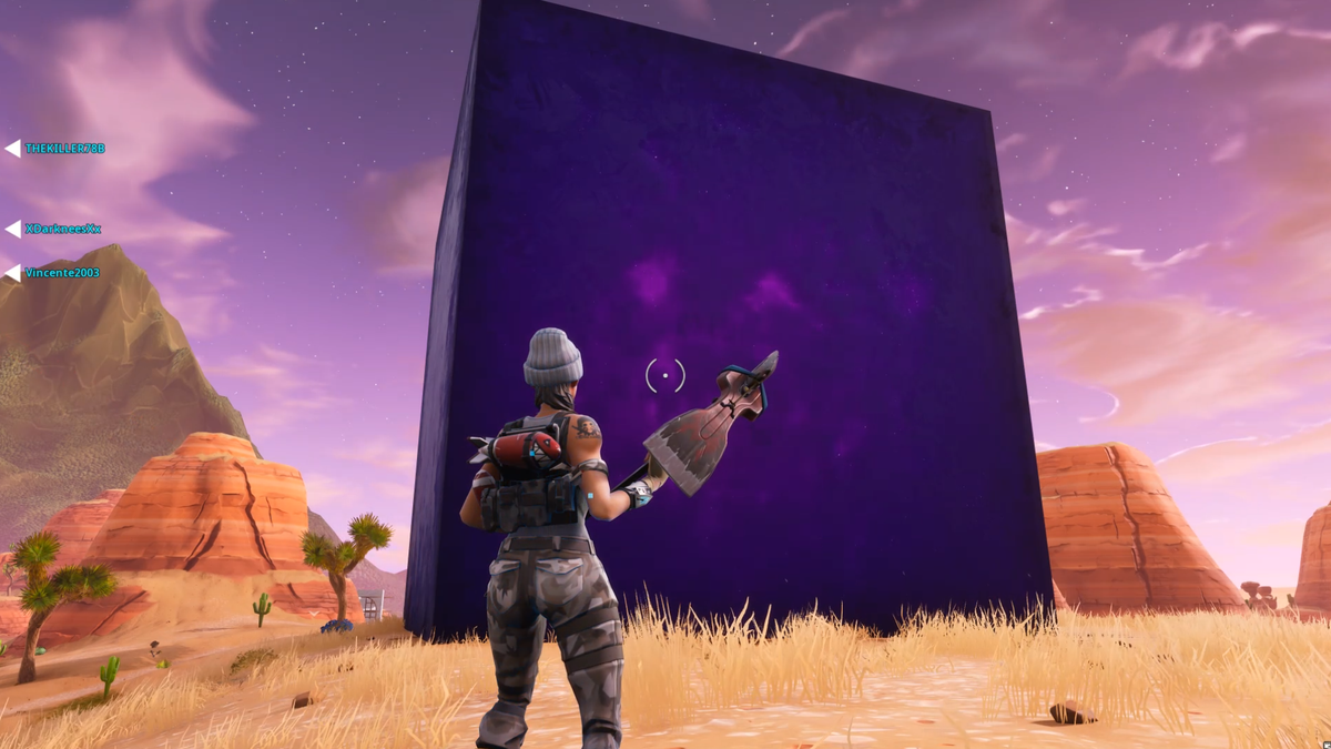 fortnite s rift is shooting lightning and no one knows why update rift closes giant alien cube appears - fortnite purple lightning bolt