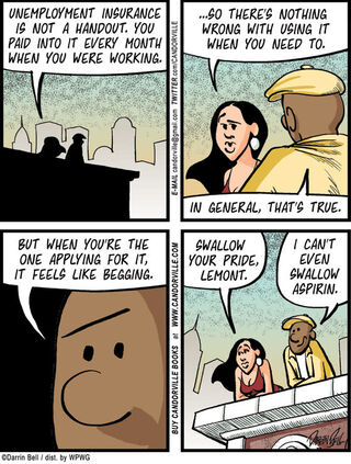 Illustration for article titled Candorville Comic: Unemployment Insurance