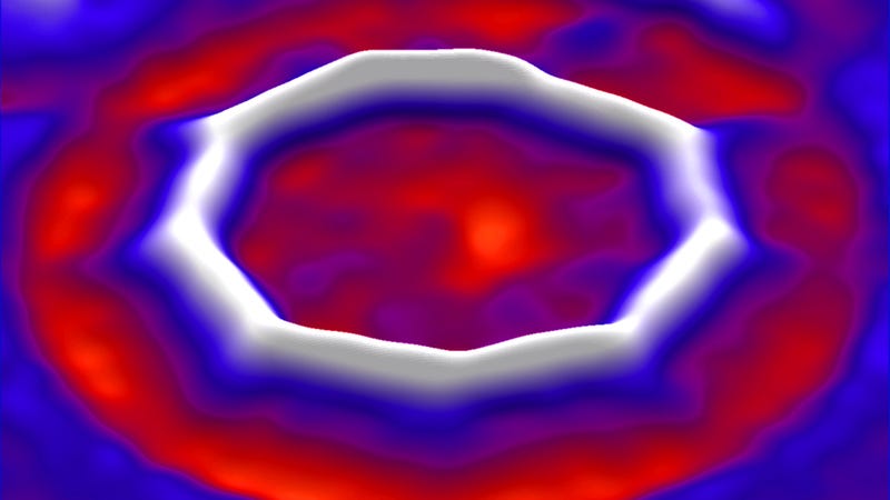 3D representation of the carbon ring, based on atomic force microscopy data.