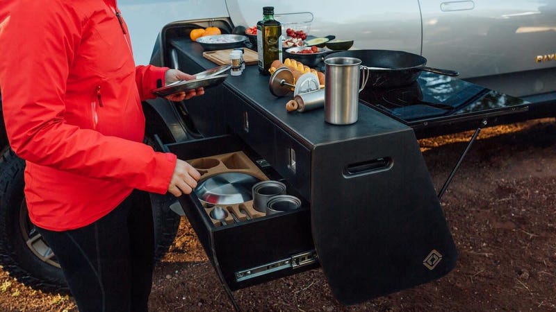 Illustration for article titled Rivian Put an Overlanding Kitchen in Its R1T and It Rules