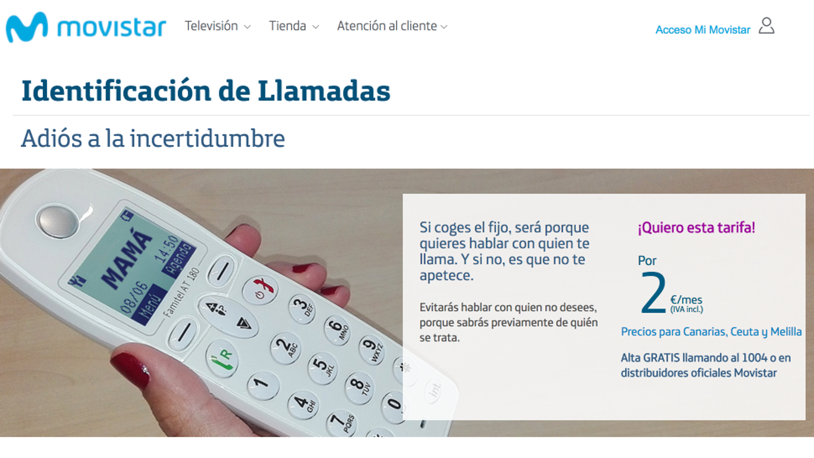 Movistar empieza a cobrar por la identificación de llamadas en el fijo