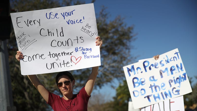 Protestors gather at the Broward County courthouse on February 17. Image: Getty