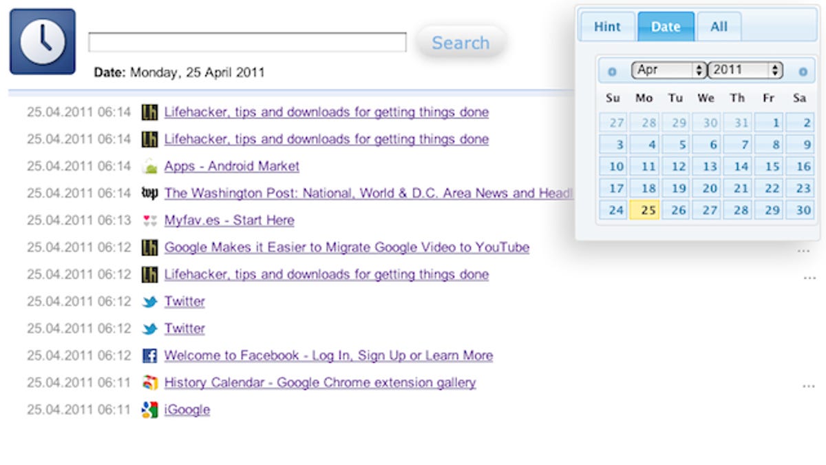 history calendar eases history browsing in google chrome