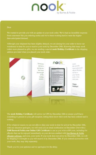 Illustration for article titled You Get $100 If Your Nook Doesn’t Arrive by Christmas