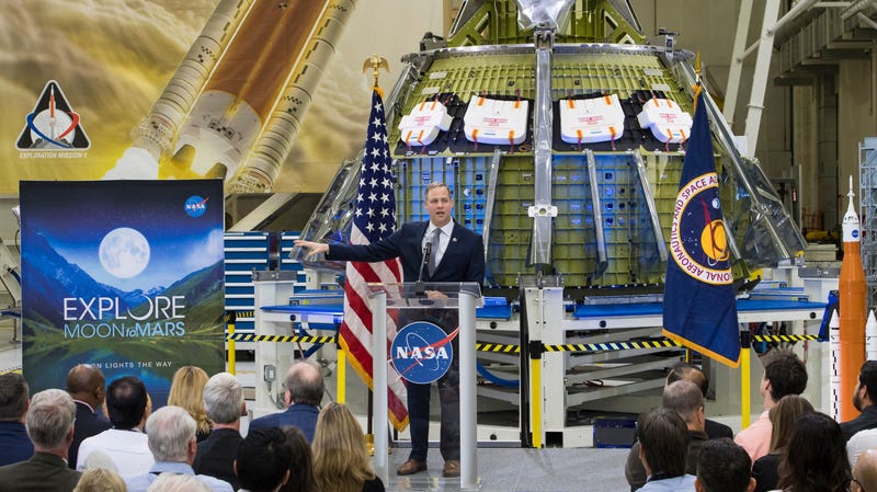 NASA Administrator Jim Bridenstine at a March address at the Neil Armstrong Operations and Checkout Building at Kennedy Space Center.