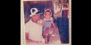 Writer Eva Haldane and her father in 1983 (courtesy of Eva Haldane)