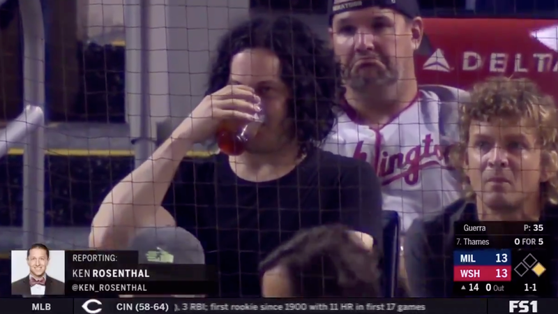Illustration for article titled Surly Baseball Fan Jack White Returned To Watch Nationals-Brewers In Extra Innings After Leaving To Play A Concert