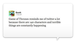 Illustration for article titled Behold, The Ultimate Game of Thrones Tweet