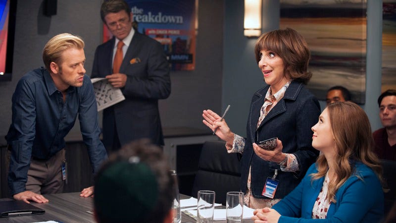 Adam Campbell, John Michael Higgins, Andrea Martin, Briga Heelan (Photo: Colleen Hayes/NBC)