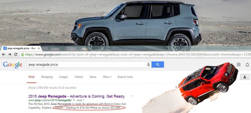 Illustration for article titled The Jeep Renegade Price Is (Probably) Not $18,595
