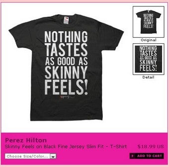 Illustration for article titled Perez Hilton Hawks Pro-Ana Shirt