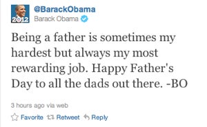 Illustration for article titled The First Tweet: President Obama's First "Official" Tweet Is All Father's Day