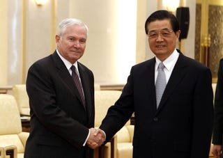 U.S. Secretary of Defense Robert Gates and President Hu Jintao of China (Getty)