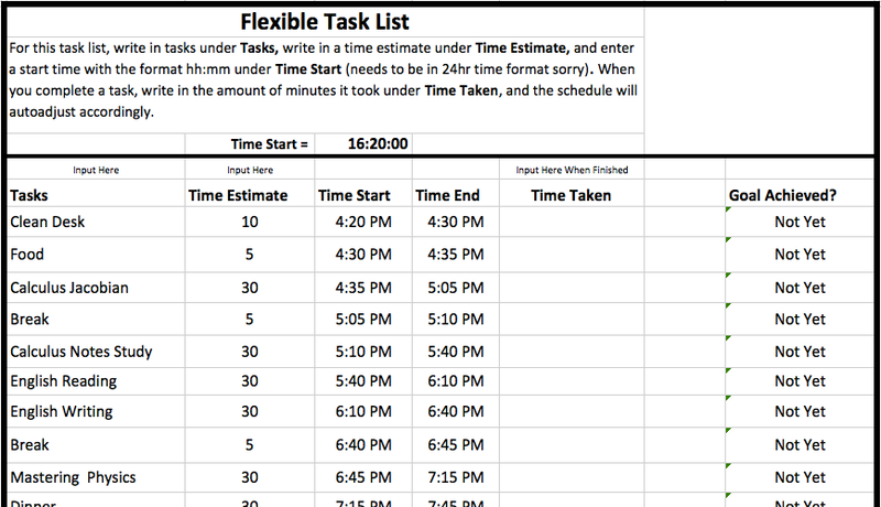 excel time management template