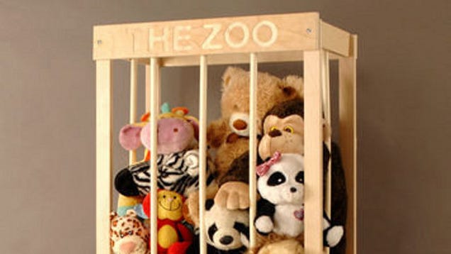 wooden stuffed animal cage
