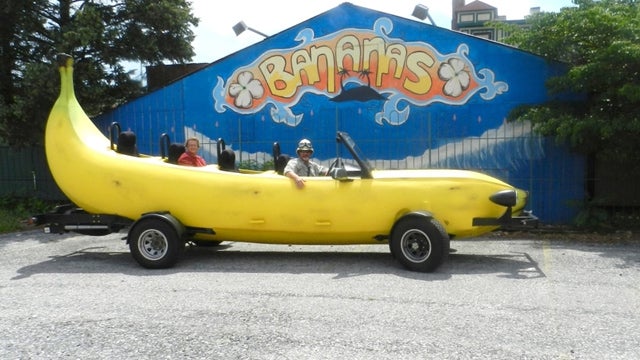 Touring the world in a banana shaped car