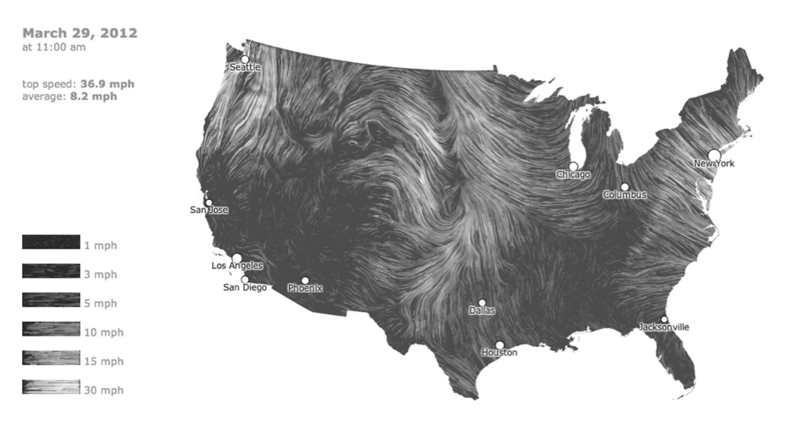 A mesmerizing, realtime map of US wind patterns